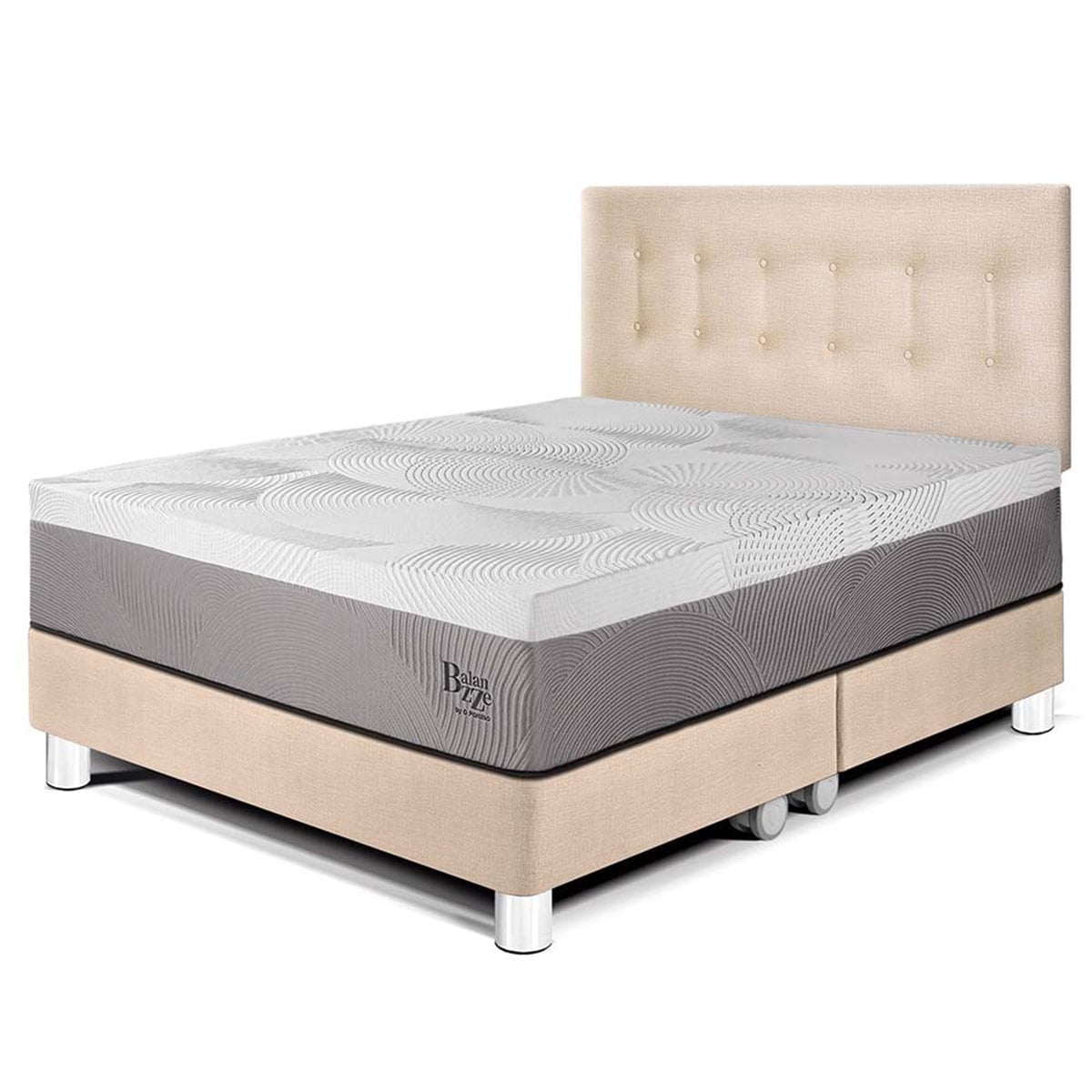 DORMITORIO PARAÍSO BALANZZE QUEEN CHAMPAGNE BIPANEL + 2 ALMOHADAS VISCOELÁSTICAS - 1