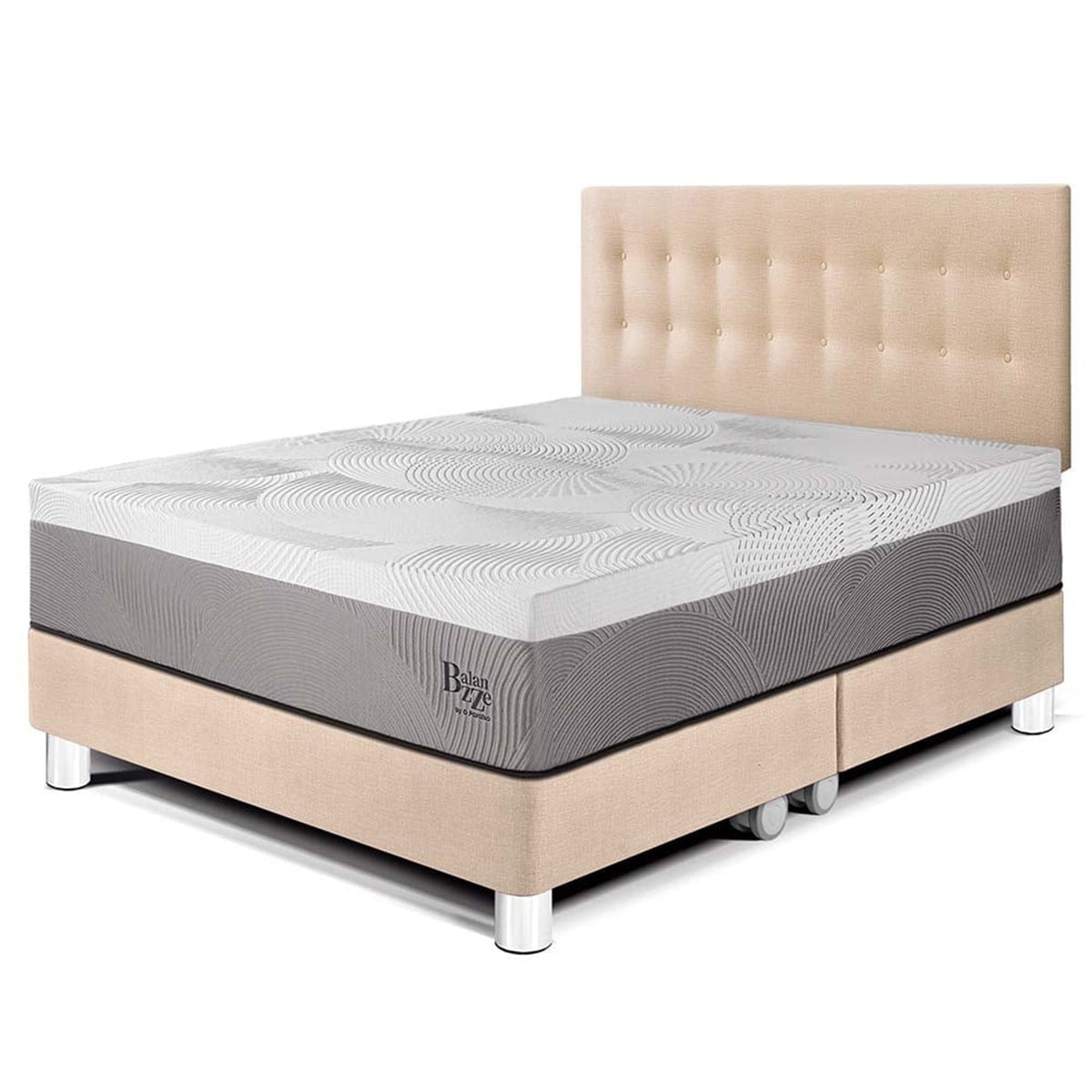 DORMITORIO PARAÍSO BALANZZE KING CHAMPAGNE BIPANEL + 2 ALMOHADAS VISCOELÁSTICAS - 1