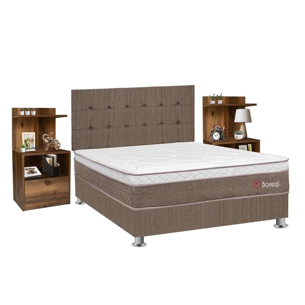DORMITORIO AMERICANO FORLI BOREAL 2 PLAZAS + VELADOR REPISA LYDIA - 1