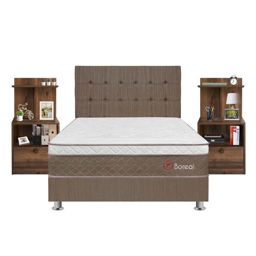 DORMITORIO AMERICANO FORLI BOREAL 2 PLAZAS + VELADOR REPISA LYDIA - 2