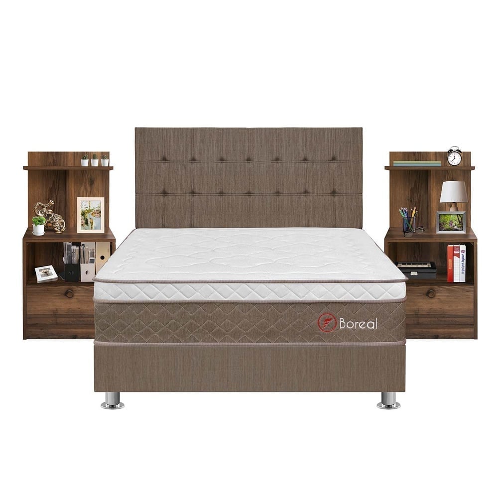 DORMITORIO AMERICANO FORLI BOREAL QUEEN + VELADOR REPISA LYDIA - 1
