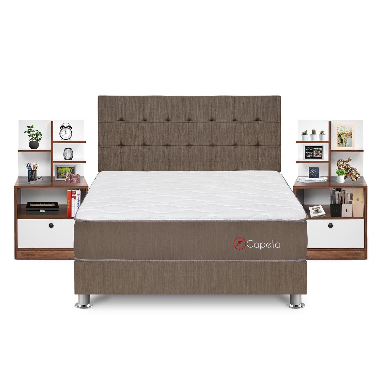 DORMITORIO FORLI CAPELLA QUEEN + VELADORES REPISA COLORS - 1