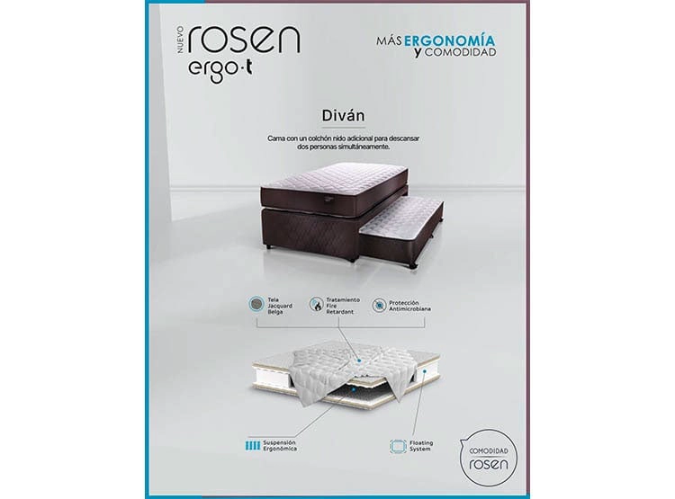 DORMITORIO DIVAN ROSEN ERGO T NEW FERRARA 2 PLAZAS - 10