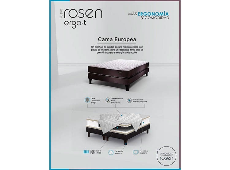 DORMITORIO EUROPEO ROSEN ERGO T NEW QUEEN FERRARA + 2 VELADORES - 11