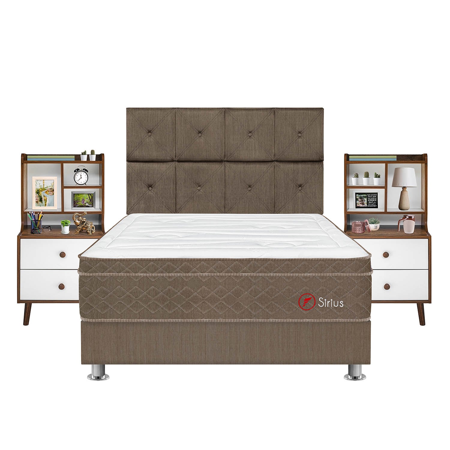 DORMITORIO AMERICANO FORLI SIRIUS 2 PLAZAS + VELADOR REPISA FASHION - 1