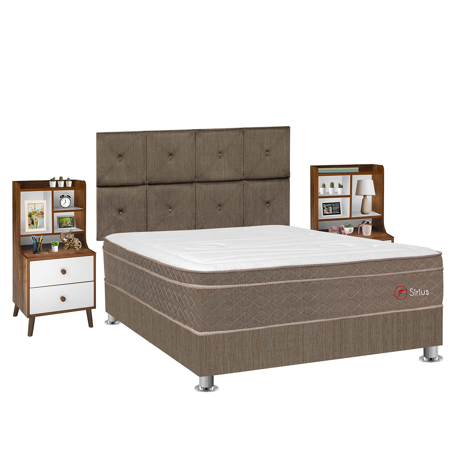 DORMITORIO AMERICANO FORLI SIRIUS 2 PLAZAS + VELADOR REPISA FASHION - 2