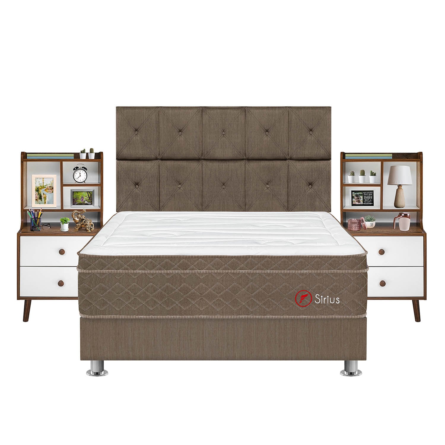 DORMITORIO AMERICANO FORLI SIRIUS QUEEN + VELADOR REPISA FASHION - 1
