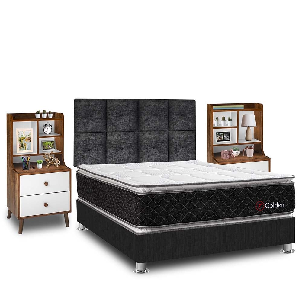 DORMITORIO AMERICANO FORLI GOLDEN 2 PLAZAS + VELADOR REPISA FASHION - 2