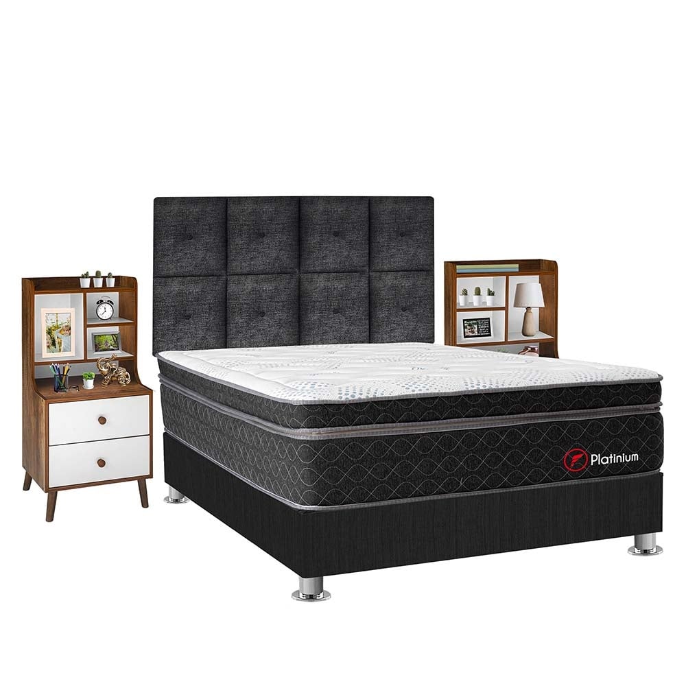 DORMITORIO AMERICANO FORLI PLATINIUM 2 PLAZAS + VELADOR REPISA FASHION - 2