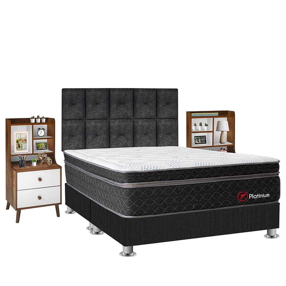 DORMITORIO AMERICANO FORLI PLATINIUM QUEEN + VELADOR REPISA FASHION - 2