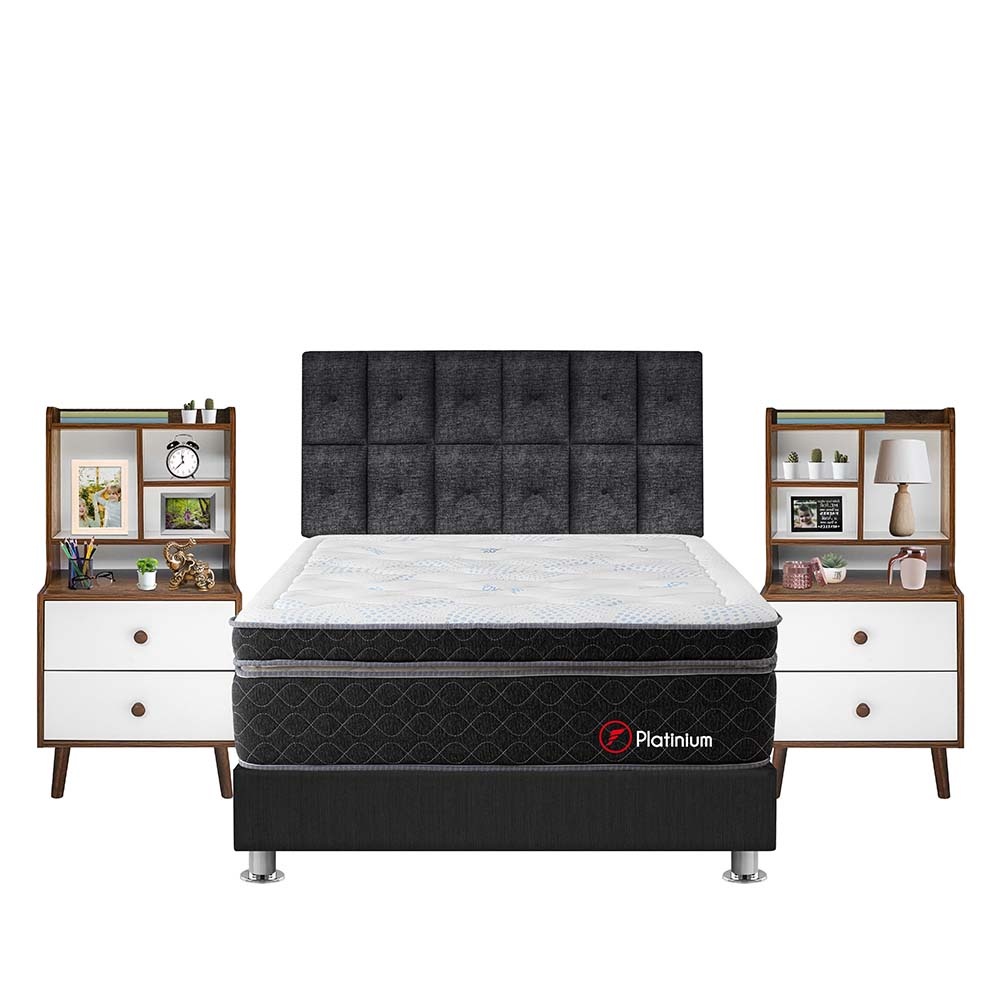 DORMITORIO AMERICANO FORLI PLATINIUM KING + VELADOR REPISA FASHION - 1