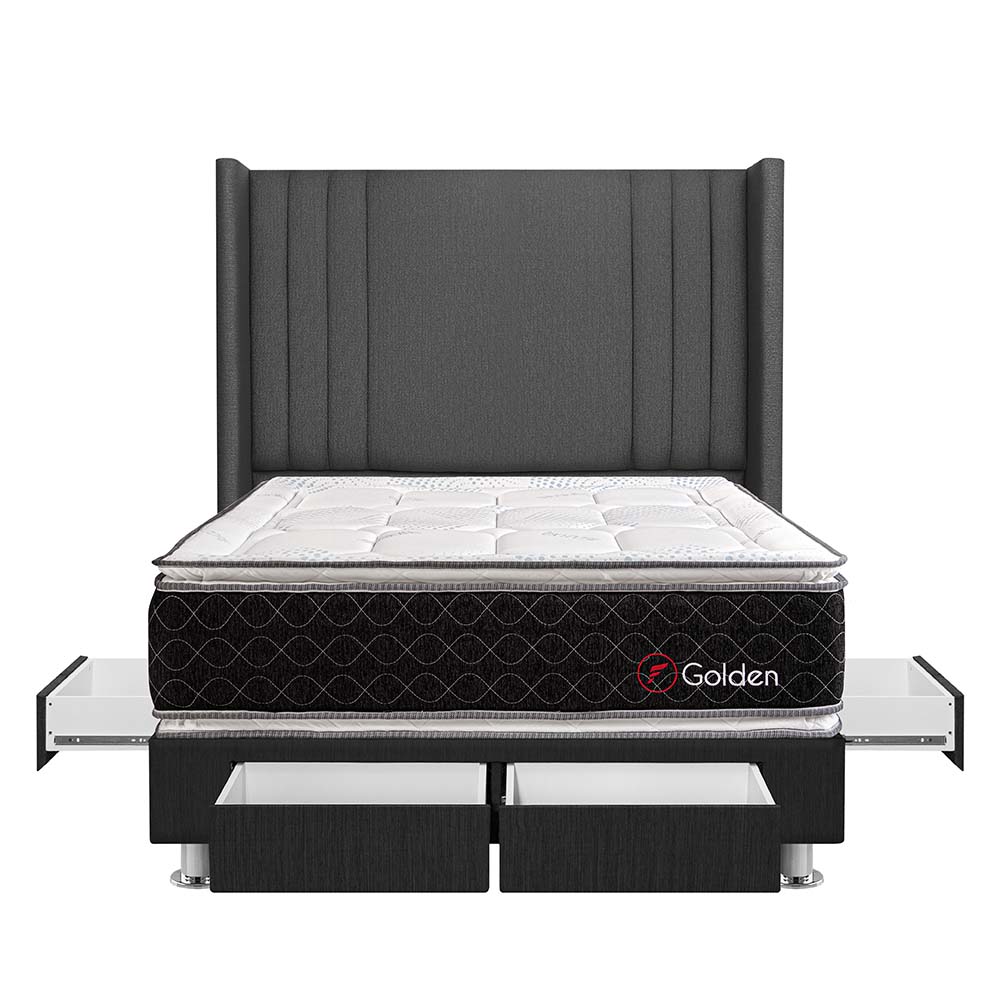 DORMITORIO AMERICANO FORLI GOLDEN 2 PLAZAS 4 CAJONES GRIS - 1