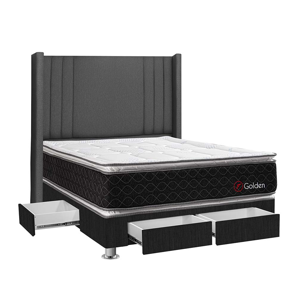 DORMITORIO AMERICANO FORLI GOLDEN 2 PLAZAS 4 CAJONES GRIS - 2