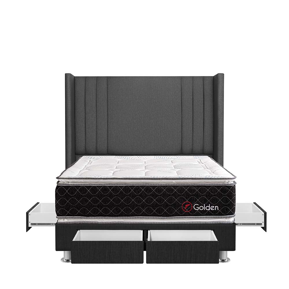 DORMITORIO AMERICANO FORLI GOLDEN QUEEN 4 CAJONES GRIS - 1