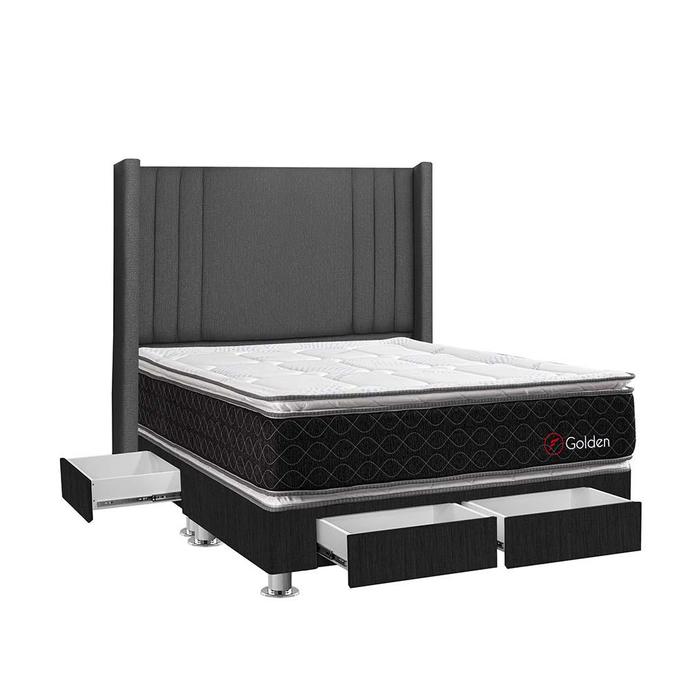 DORMITORIO AMERICANO FORLI GOLDEN QUEEN 4 CAJONES GRIS - 2