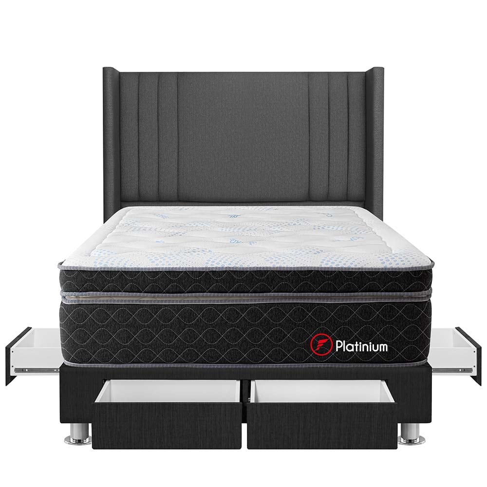 DORMITORIO AMERICANO FORLI PLATINIUM 2 PLAZAS 4 CAJONES GRIS - 1