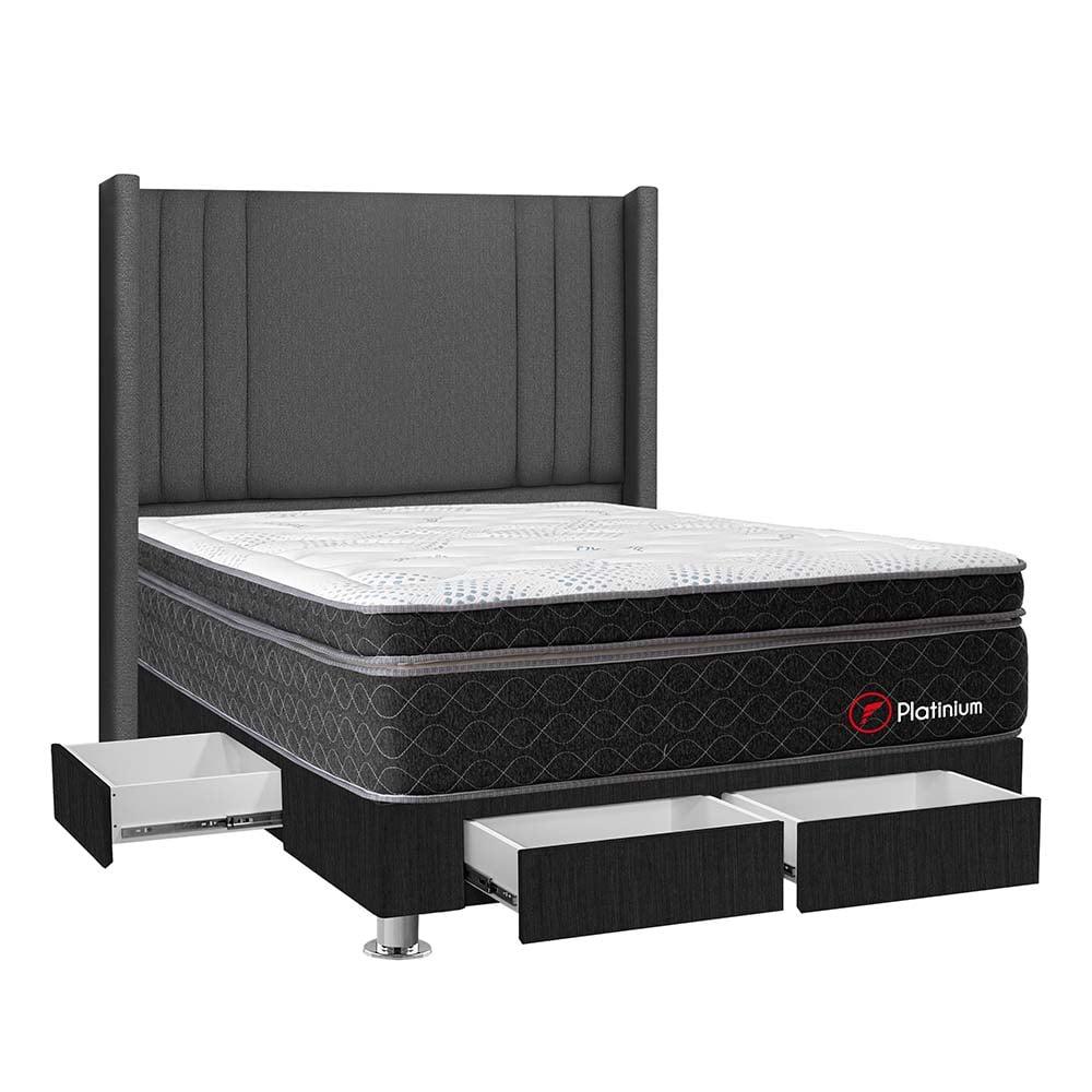 DORMITORIO AMERICANO FORLI PLATINIUM 2 PLAZAS 4 CAJONES GRIS - 2