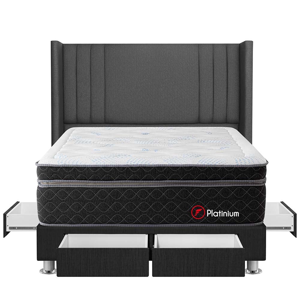 DORMITORIO AMERICANO FORLI PLATINIUM KING 4 CAJONES GRIS - 1