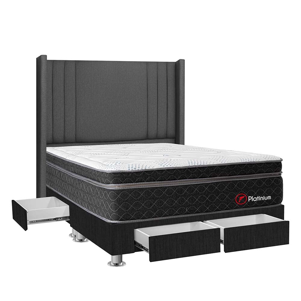 DORMITORIO AMERICANO FORLI PLATINIUM KING 4 CAJONES GRIS - 2