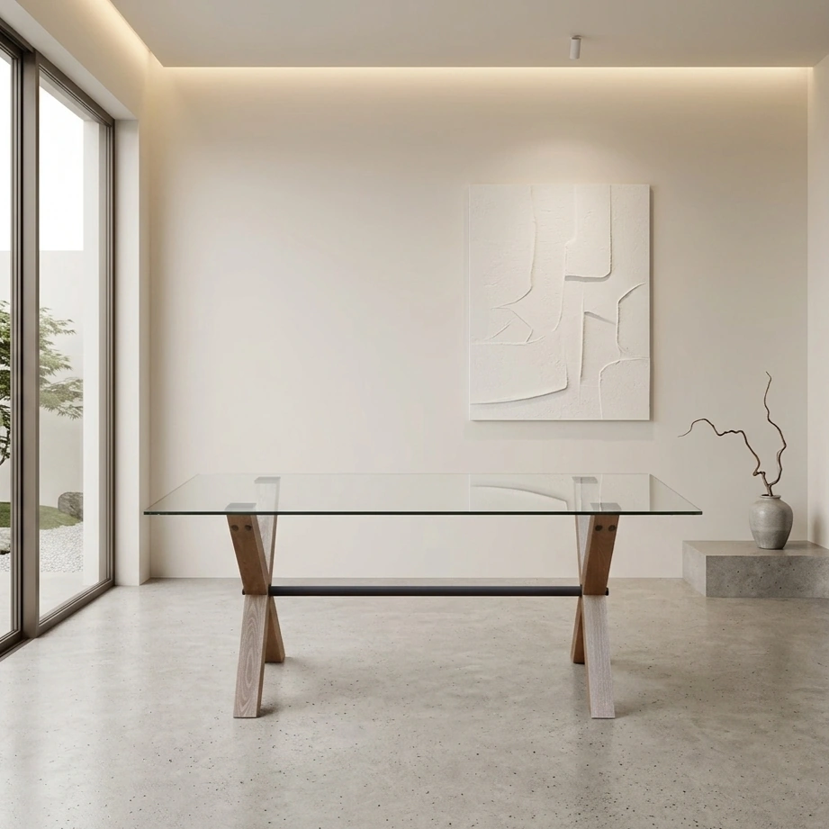 MESA DE COMEDOR MAISON LINETT CORSICA VIDRIO 180X90 CM - 1