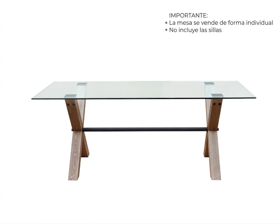 MESA DE COMEDOR MAISON LINETT CORSICA VIDRIO 180X90 CM - 3