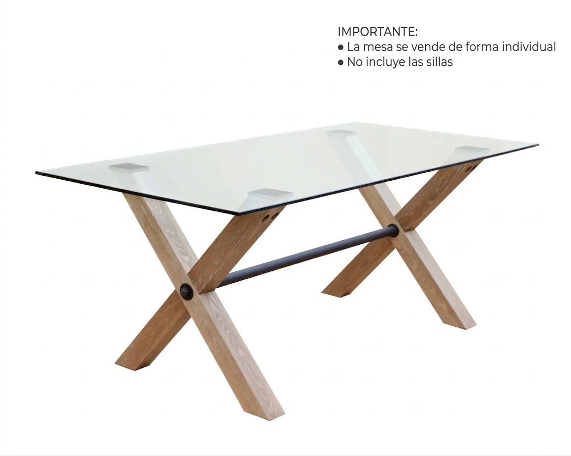 MESA DE COMEDOR MAISON LINETT CORSICA VIDRIO 180X90 CM - 4