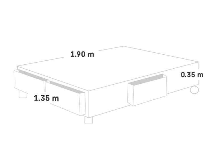 BOX TARIMA PARAÍSO CAJONES 2 PLAZAS GRIS - 4