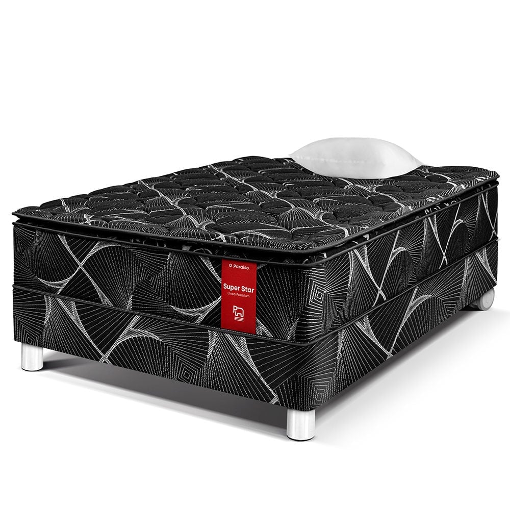 CAMA PARAÍSO SUPER STAR NEGRO 1.5 PLAZAS - 1