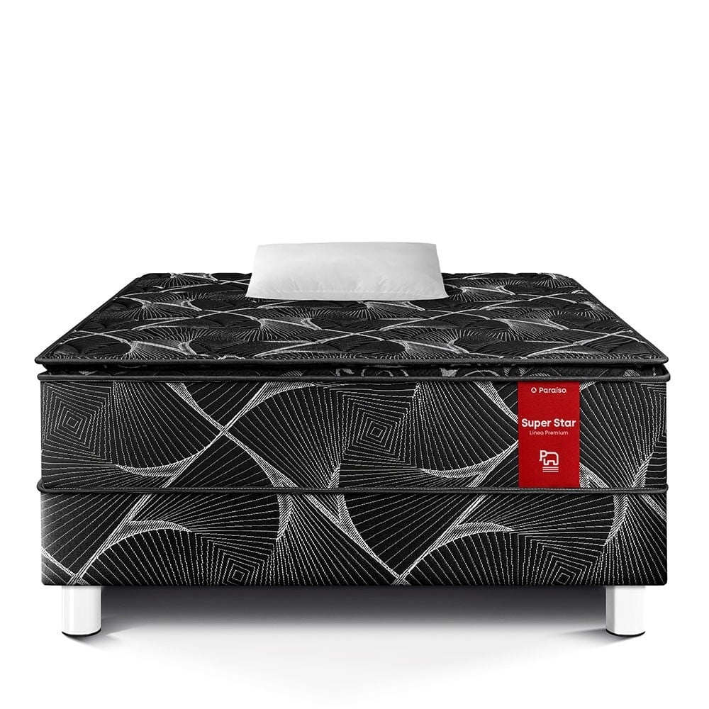 CAMA PARAÍSO SUPER STAR NEGRO 1.5 PLAZAS - 3