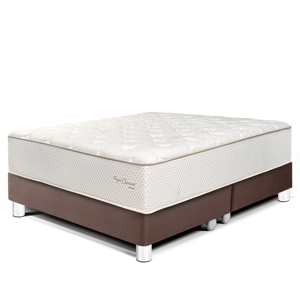 CAMA PARAÍSO ROYAL CROWN QUEEN CHOCOLATE + 2 ALMOHADAS VISCOELÁSTICAS - 1