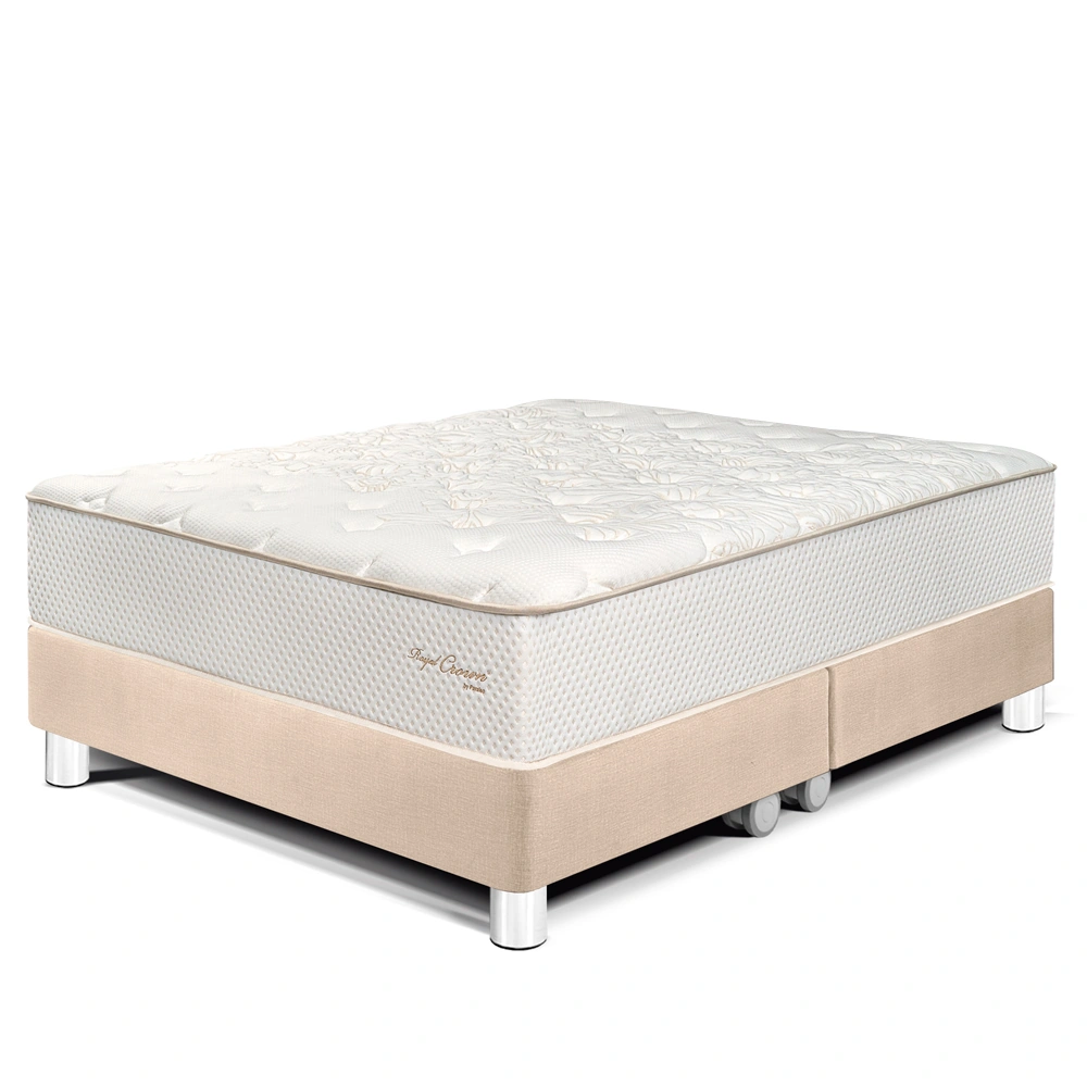 CAMA PARAÍSO ROYAL CROWN KING CHAMPAGNE + 2 ALMOHADAS VISCOELÁSTICAS - 1