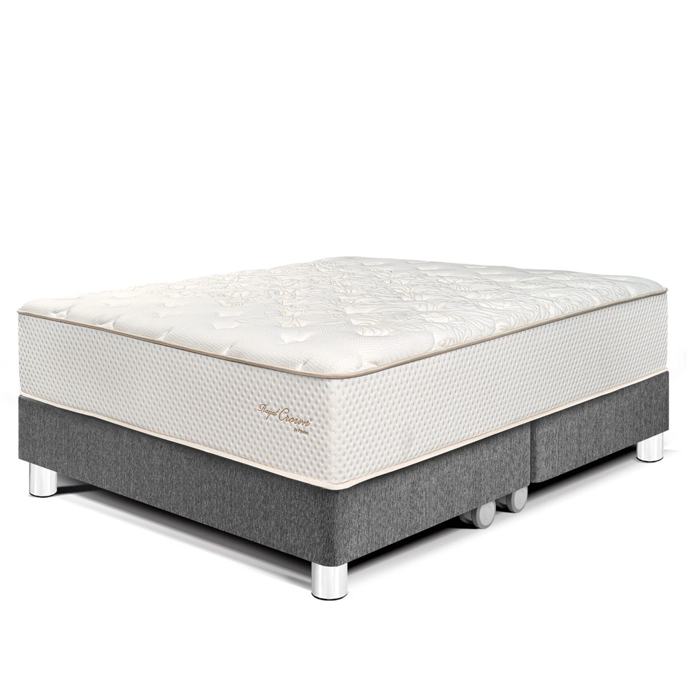 CAMA PARAÍSO ROYAL CROWN GRIS KING GRIS + 2 ALMOHADAS VISCOELÁSTICAS - 1