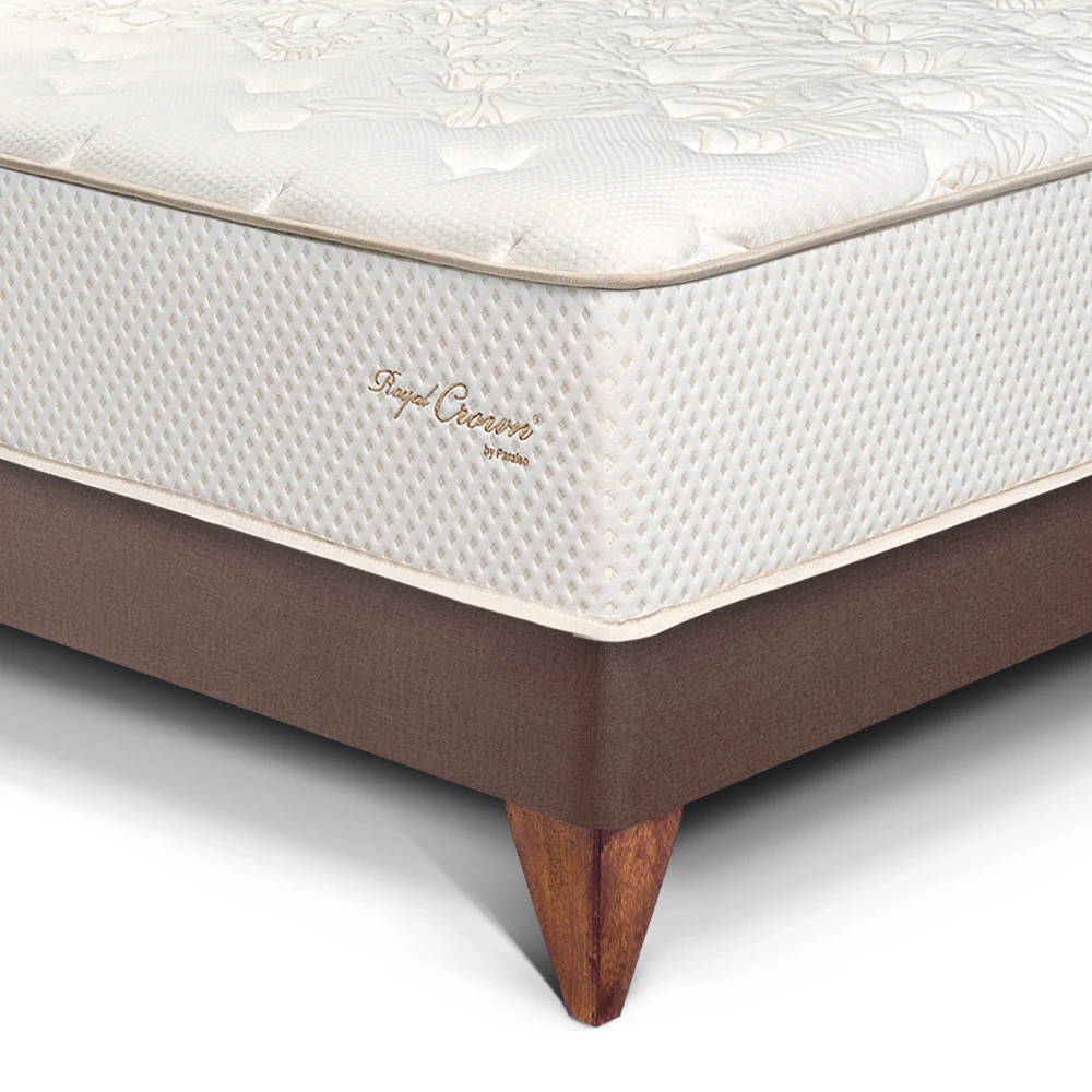 CAMA EUROPEA PARAÍSO ROYAL CROWN 2 PLAZAS CHOCOLATE + 2 ALMOHADAS VISCOELÁSTICAS - 2