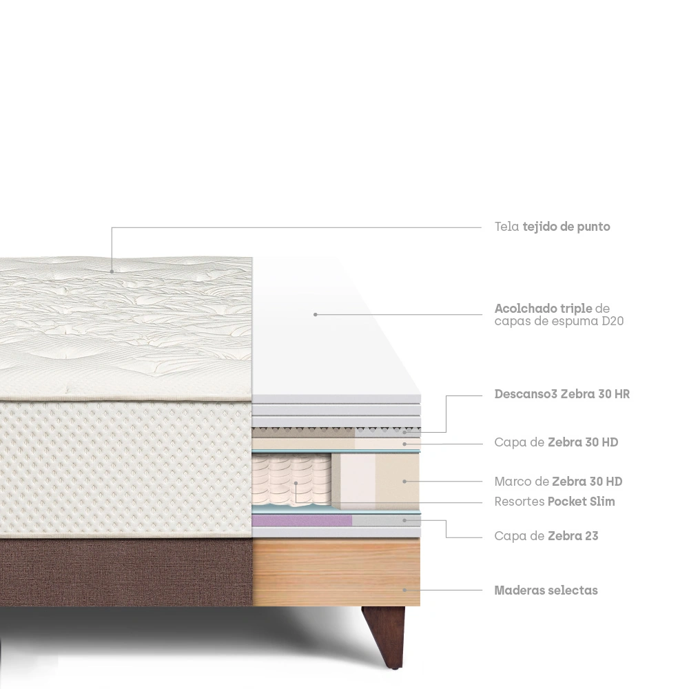 CAMA EUROPEA PARAÍSO ROYAL CROWN 2 PLAZAS CHOCOLATE + 2 ALMOHADAS VISCOELÁSTICAS - 4