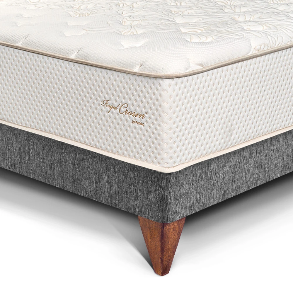 CAMA EUROPEA PARAÍSO ROYAL CROWN GRIS 2 PLAZAS GRIS + 2 ALMOHADAS VISCOELÁSTICAS - 2