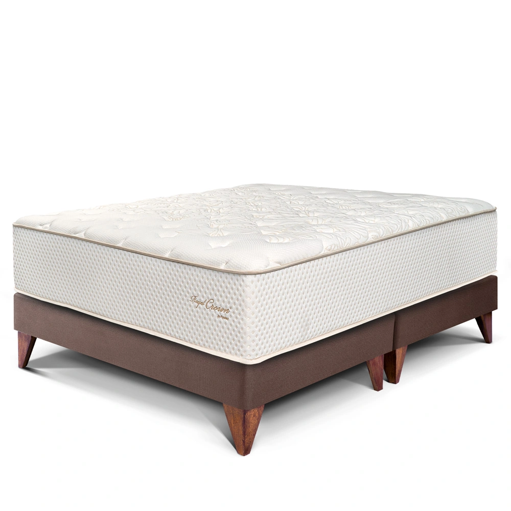 CAMA EUROPEA PARAÍSO ROYAL CROWN QUEEN CHOCOLATE + 2 ALMOHADAS VISCOELÁSTICAS - 1