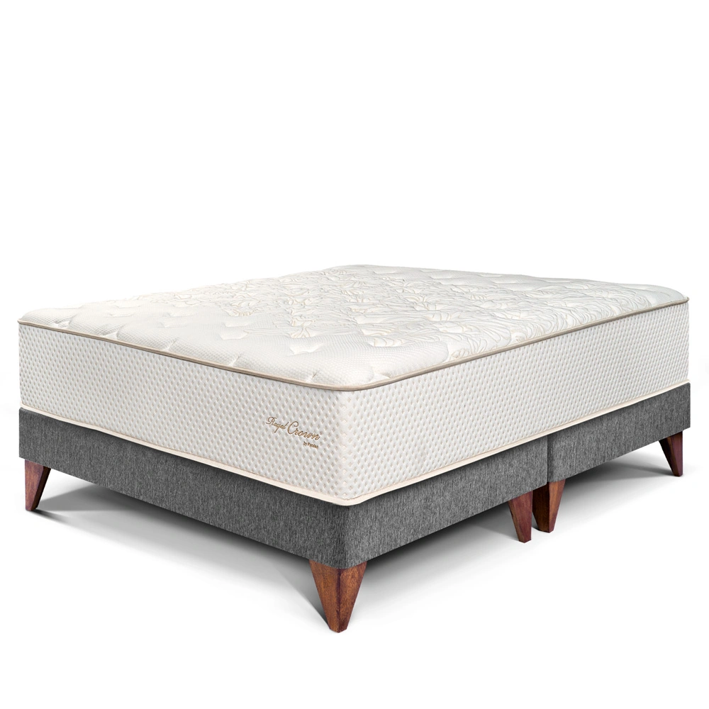 CAMA EUROPEA PARAÍSO ROYAL CROWN GRIS QUEEN GRIS + 2 ALMOHADAS VISCOELÁSTICAS - 1
