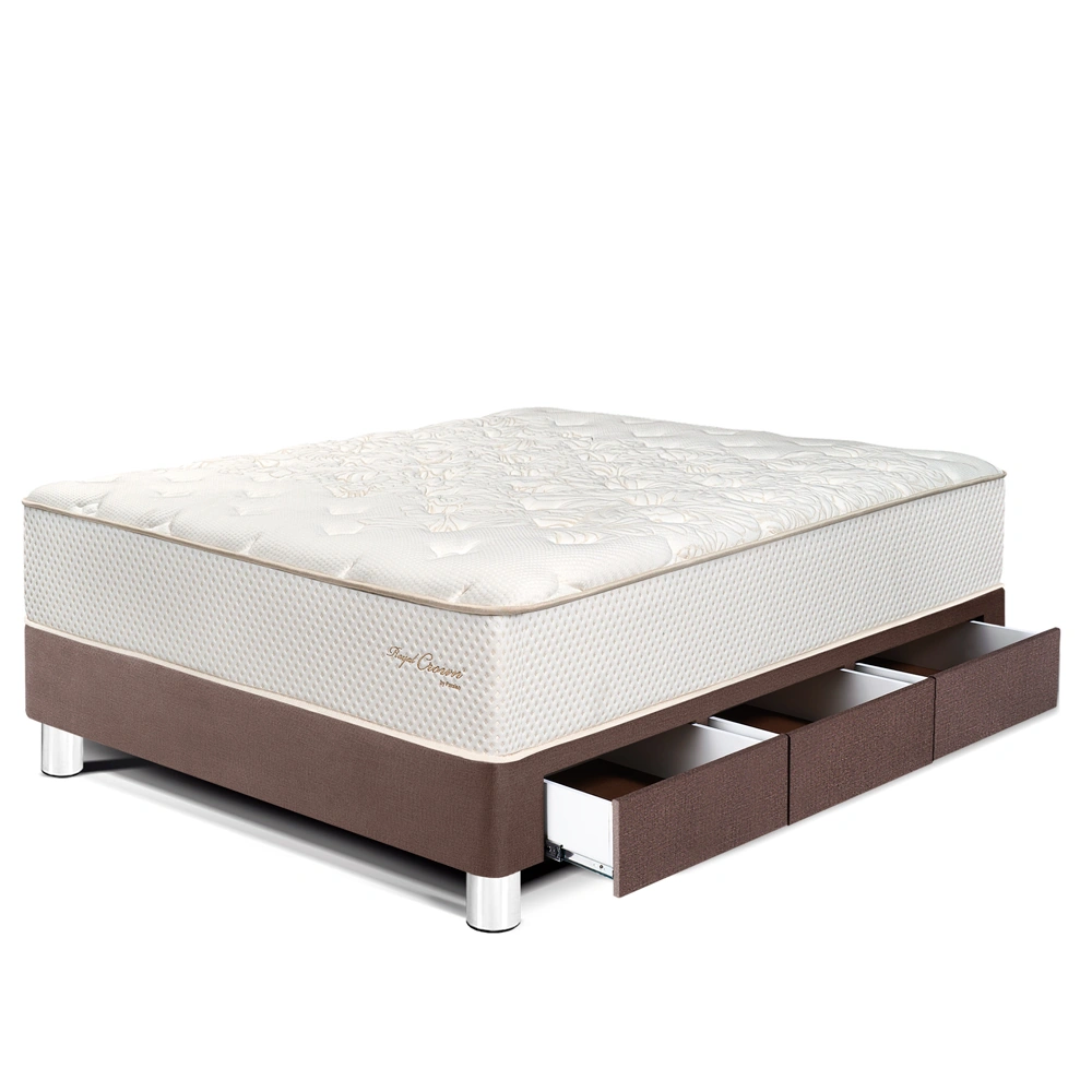 CAMA CON CAJONES PARAÍSO ROYAL CROWN 1.5 PLAZAS CHOCOLATE + 1 ALMOHADA VISCOELÁSTICA - 1