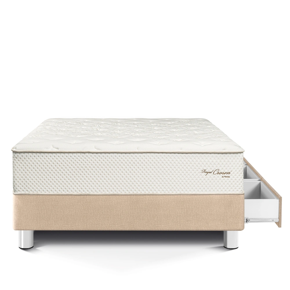 CAMA CON CAJONES PARAÍSO ROYAL CROWN 1.5 PLAZAS CHAMPAGNE + 1 ALMOHADA VISCOELÁSTICA - 3