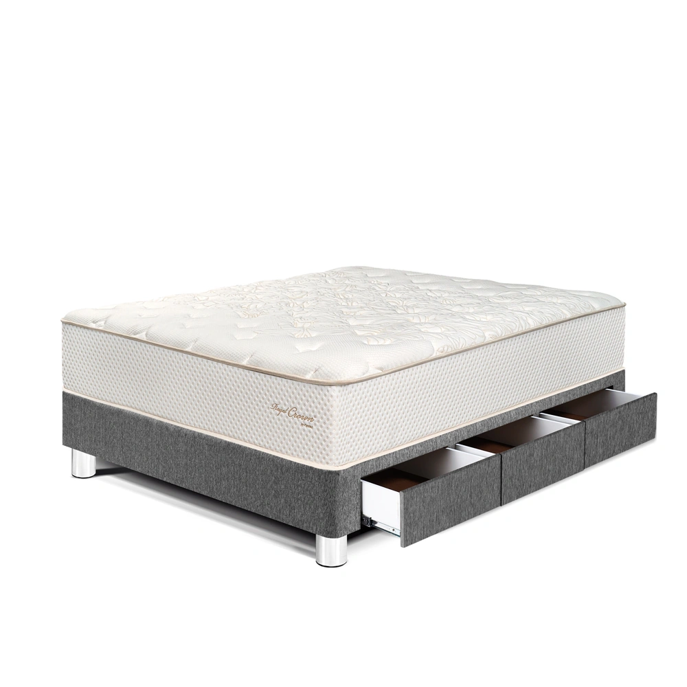 CAMA CON CAJONES PARAÍSO ROYAL CROWN GRIS 1.5 PLAZAS GRIS + 1 ALMOHADA VISCOELÁSTICA - 1
