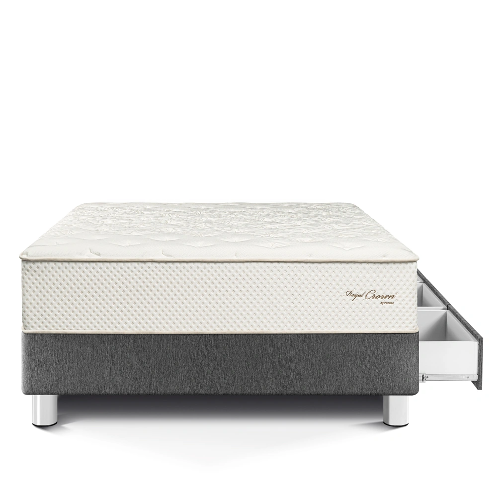 CAMA CON CAJONES PARAÍSO ROYAL CROWN GRIS 1.5 PLAZAS GRIS + 1 ALMOHADA VISCOELÁSTICA - 3