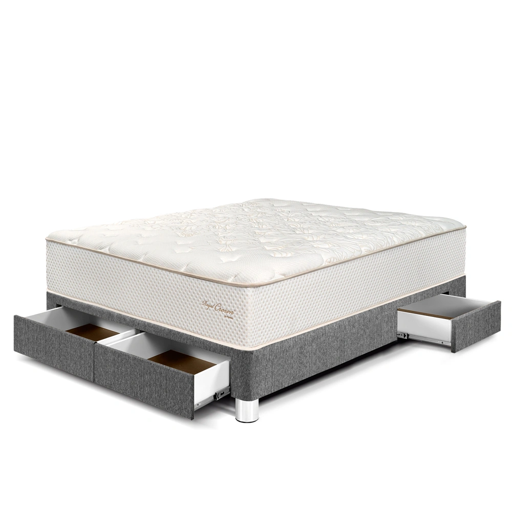 CAMA CON CAJONES PARAÍSO ROYAL CROWN GRIS 2 PLAZAS GRIS + 2 ALMOHADAS VISCOELÁSTICAS - 1
