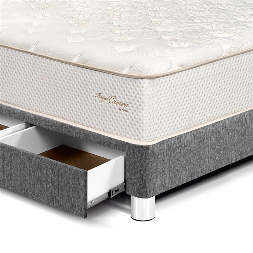 CAMA CON CAJONES PARAÍSO ROYAL CROWN GRIS 2 PLAZAS GRIS + 2 ALMOHADAS VISCOELÁSTICAS - 2