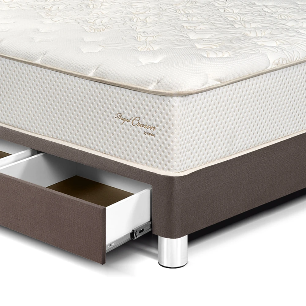CAMA CON CAJONES PARAÍSO ROYAL CROWN QUEEN CHOCOLATE + 2 ALMOHADAS VISCOELÁSTICAS - 2