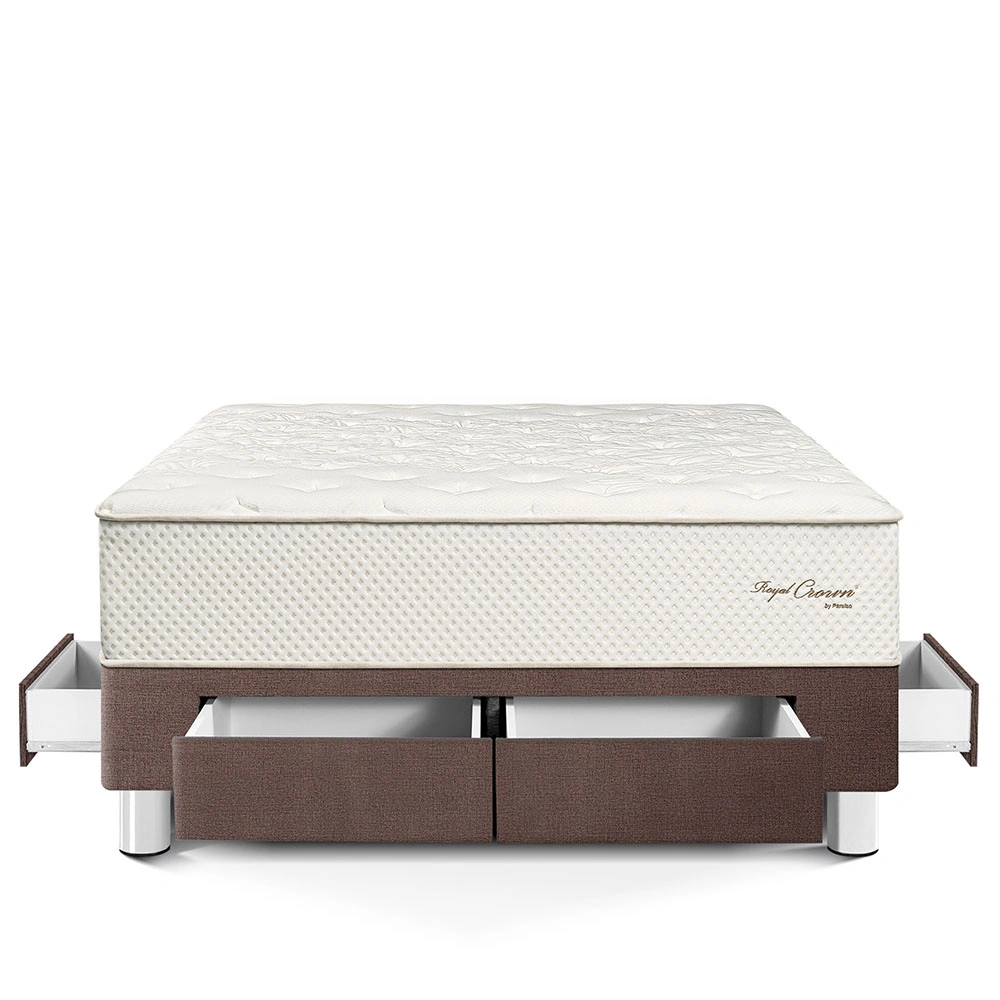 CAMA CON CAJONES PARAÍSO ROYAL CROWN QUEEN CHOCOLATE + 2 ALMOHADAS VISCOELÁSTICAS - 3