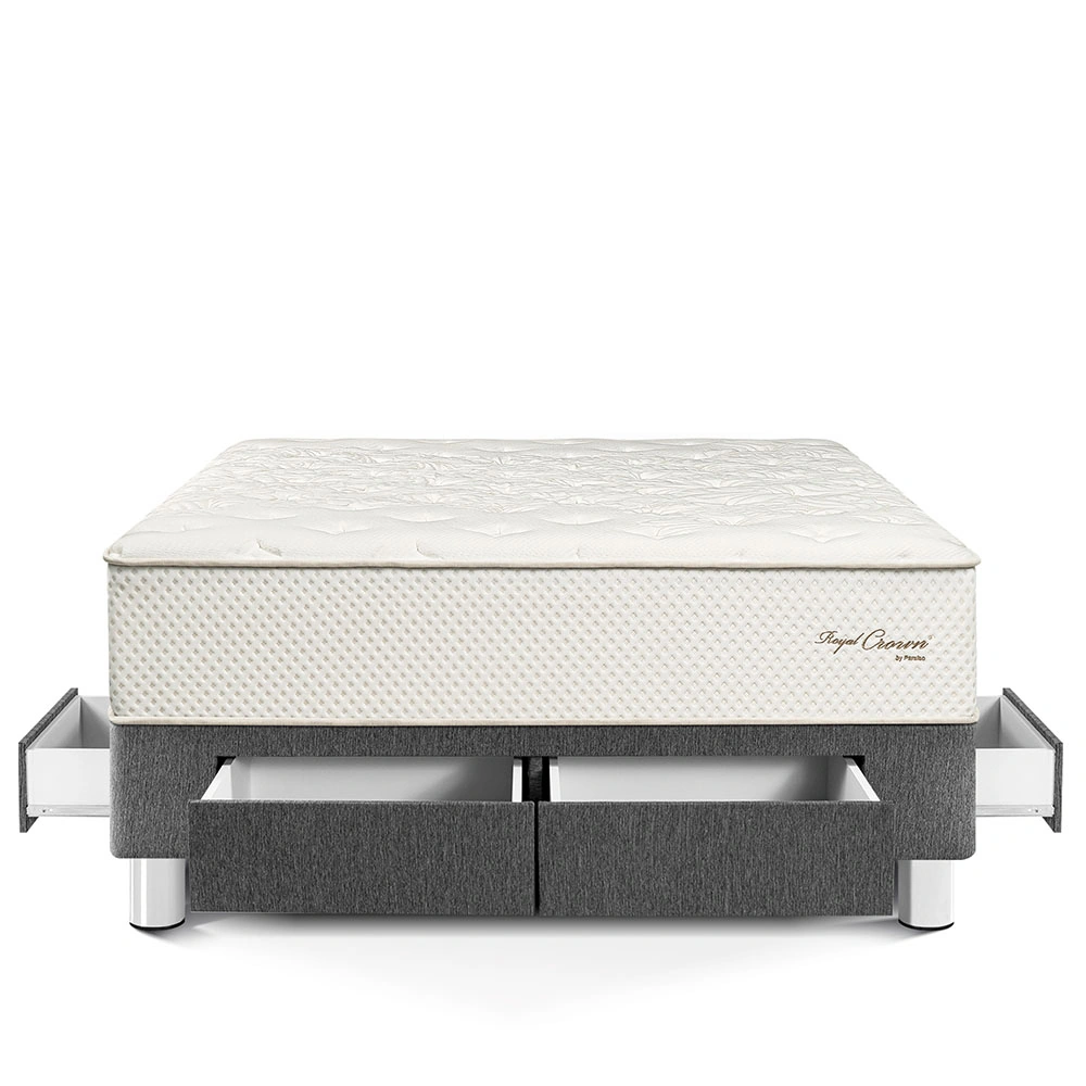 CAMA CON CAJONES PARAÍSO ROYAL CROWN GRIS QUEEN GRIS + 2 ALMOHADAS VISCOELÁSTICAS - 3