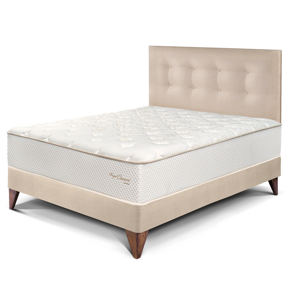 DORMITORIO EUROPEO PARAÍSO ROYAL CROWN 1.5 PLAZAS CHAMPAGNE + 1 ALMOHADA VISCOELÁSTICA - 1