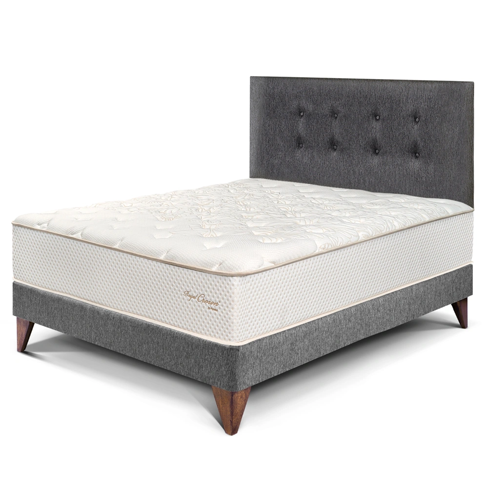 DORMITORIO EUROPEO PARAÍSO ROYAL CROWN 1.5 PLAZAS GRIS + 1 ALMOHADA VISCOELÁSTICA - 1