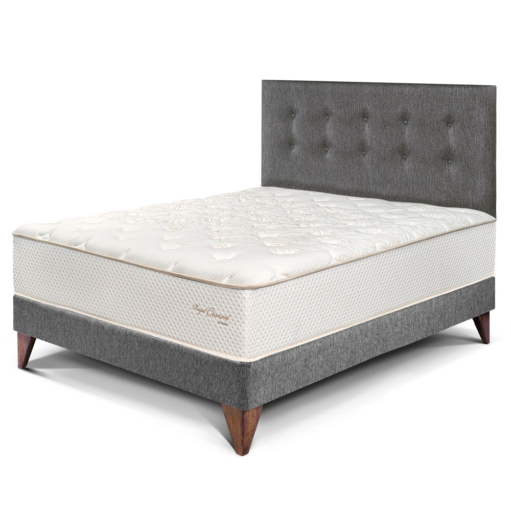 DORMITORIO EUROPEO PARAÍSO ROYAL CROWN 2 PLAZAS GRIS + 2 ALMOHADAS VISCOELÁSTICAS - 1