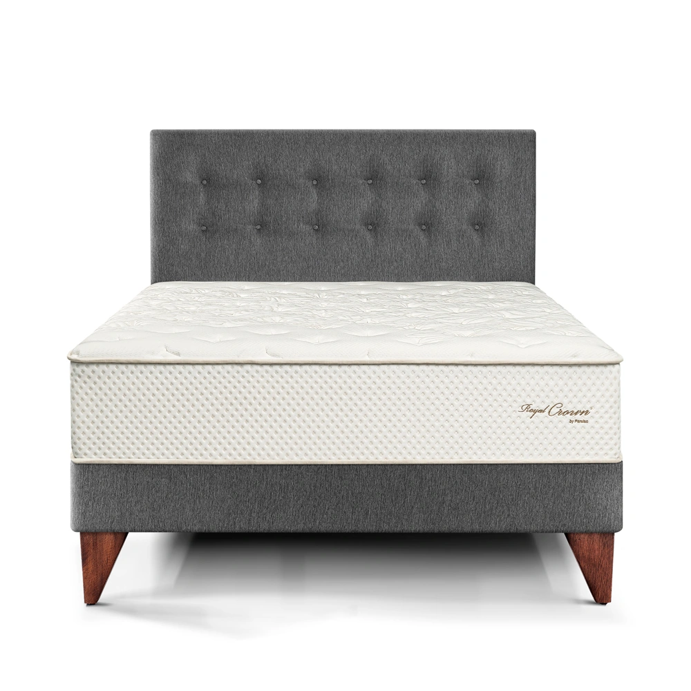 DORMITORIO EUROPEO PARAÍSO ROYAL CROWN QUEEN GRIS + 2 ALMOHADAS VISCOELÁSTICAS - 3